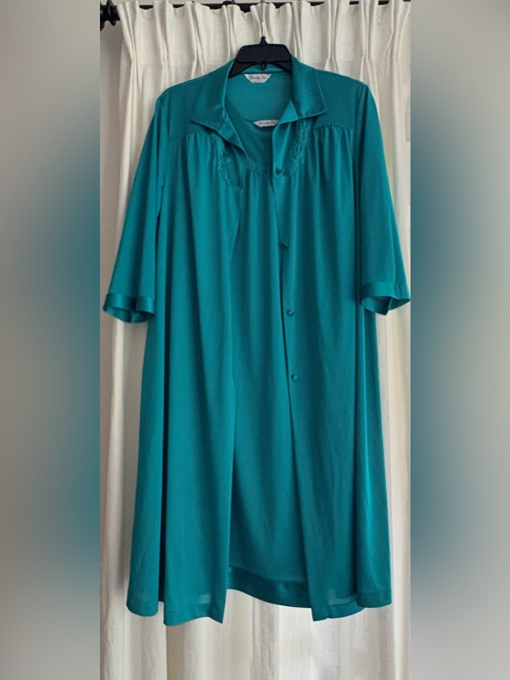 VTG Vanity Fair matching Teal Nylon Nightgown and Robe- Womens M- Made in USA